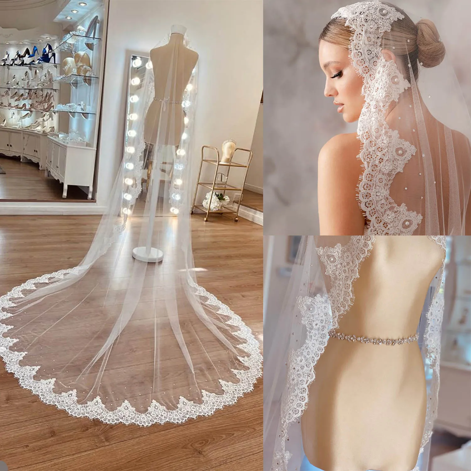Classic White Bridal Veil with Beaded Edge IMG_0304.jpg?v=1731259766 main image 4