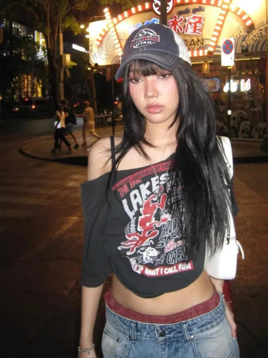 Y2K Graphic Crop Top: American Vintage Cool Streetwear T