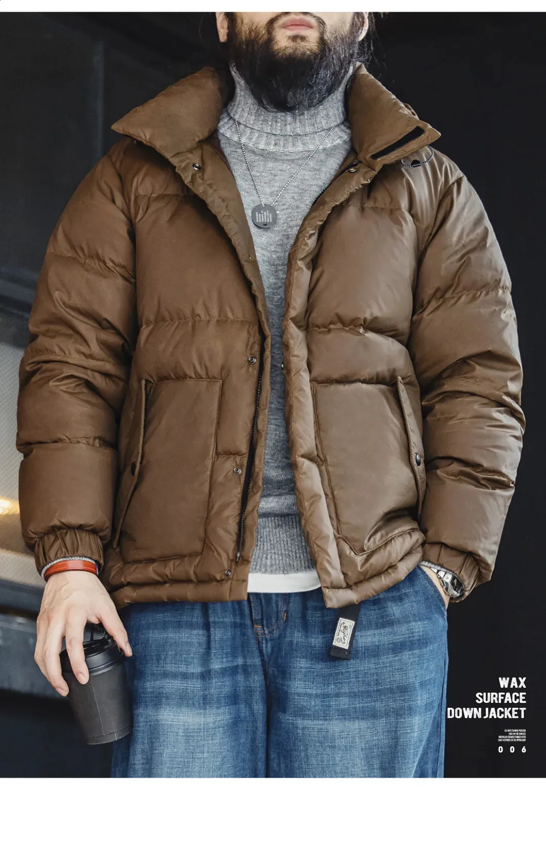 Maden Vintage Wax Surface Down puffer jacket with Removable Maden Vintage Wax Surface Down puffer jacket with Removable