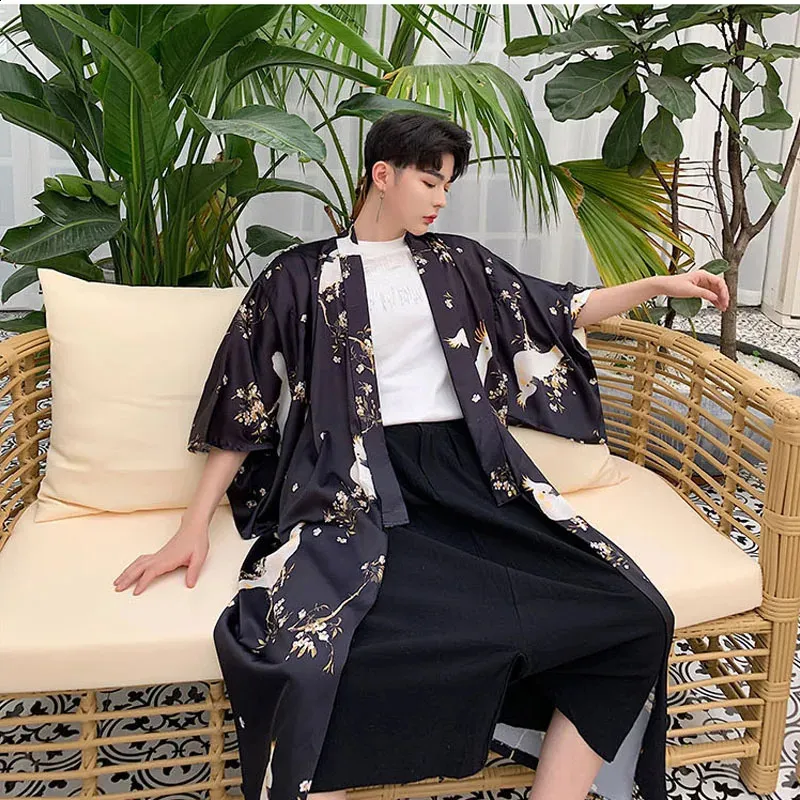 Vintage Mens Kimono Cardigan Shirt With Sun Protection Loose Fit Casual Japan Fashion Night Robe Bash Trench Coat Beach Jacket Robe From Charm clothes 38.93 DHgate.Com