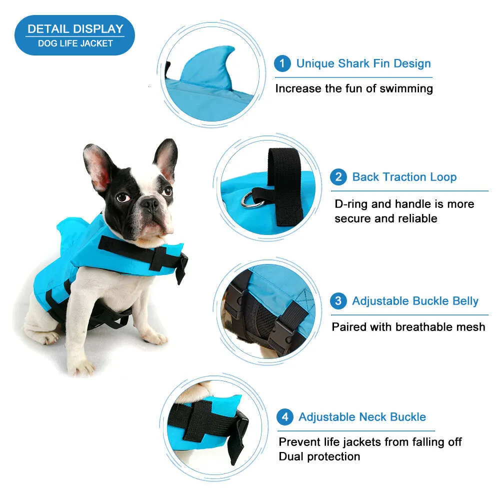 Dog Shark Life Jacket Adjustable Puppy Dog Life Jacket For Small