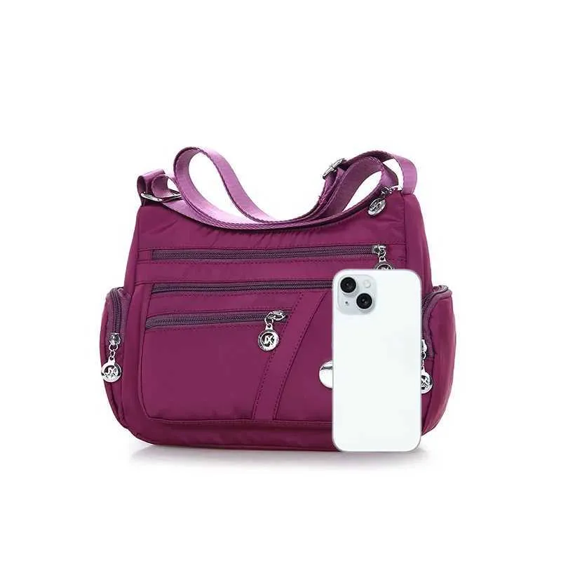 Borsa A Tracolla Donna 3 Scomparti Con Zip In Tessuto Oxford - Media - Uso Quotidiano - 3