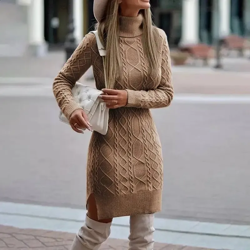 Cozy Autumn Winter Women's High-Neck Knitted Sweater Dress from Dhgate  Basic & Casual Dresses - price 84.98