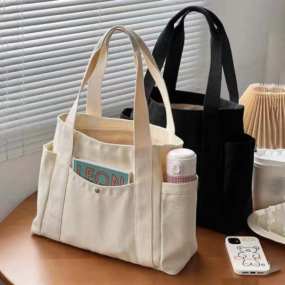 CDL Canvas Tote Bag SMALL 白 Amazon.com: Anopo Casual Canvas Tote Bag Multiple Pockets