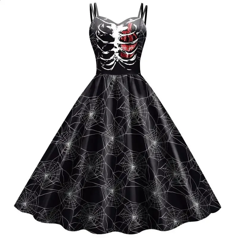 Womens Skeleton & Roses Retro A Line Halloween Cosplay Dress – Gothic Party  Costume For Cosplay Events From Domainstore, $22.61
