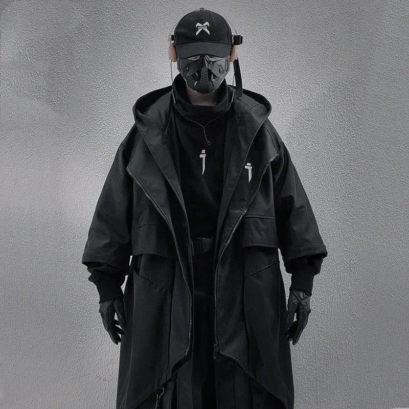Men's High-Quality Hooded trench jacket - Punk Hip Hop Men's High-Quality Hooded trench jacket - Punk Hip Hop
