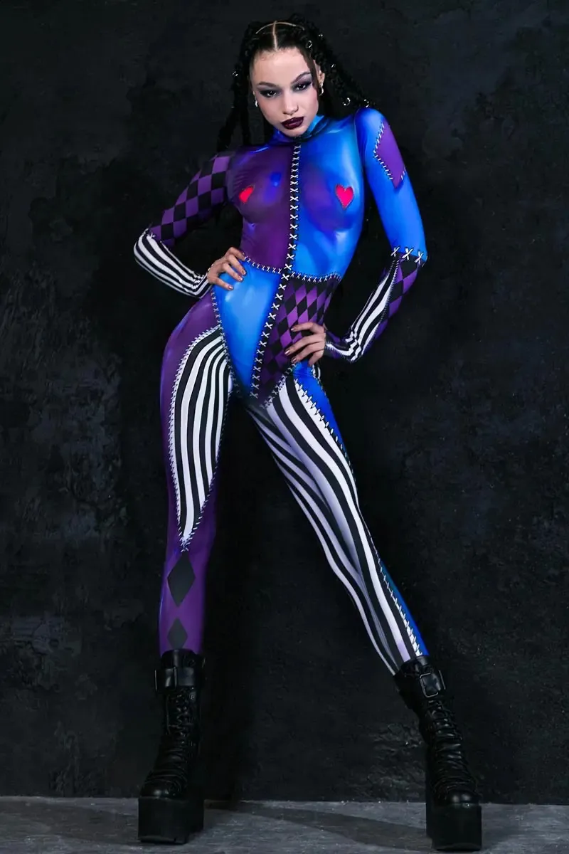 3D Printed Women's Clown Catsuit halloween jumpsuit for Halloween, Carnival, and