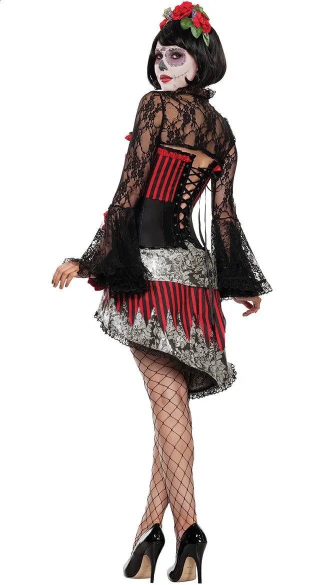 Lady Carnival Halloween Corpse Bride Costume Day of The Dead Steampunk Corset Shrug Outfit Cosplay Fancy Party Dress