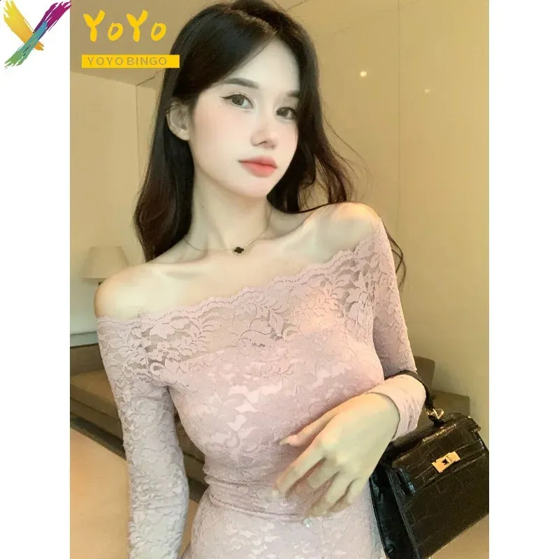 Women's One-neck Sexy Long Sleeve Slim Lace Dress Women's One-neck Sexy Long Sleeve Slim Lace Dress