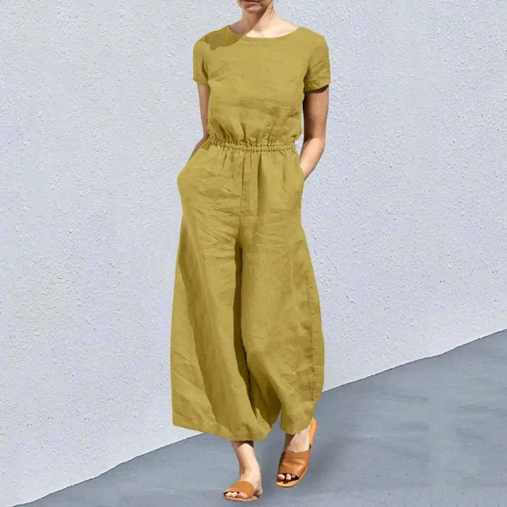 Women Jumpsuit Short Sleeves Cotton Linen Women... From Sereinstore, $24.64  | DHgate.Com