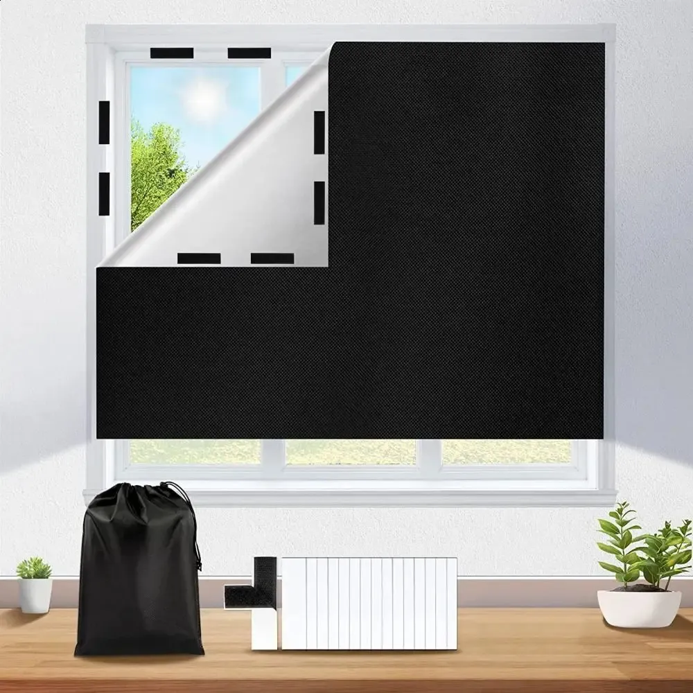 Blackout Curtain Blind – Thermal Insulated Stick-On Non-Perforated Window Cover