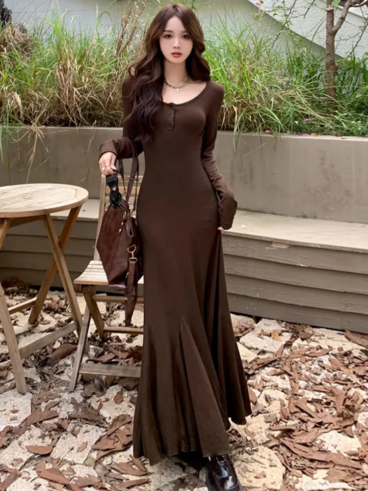 knee length dresses for ladies Fairycore Flower Long Evening Dress Women Korean Style Puff Sleeve Tun –  Pbong