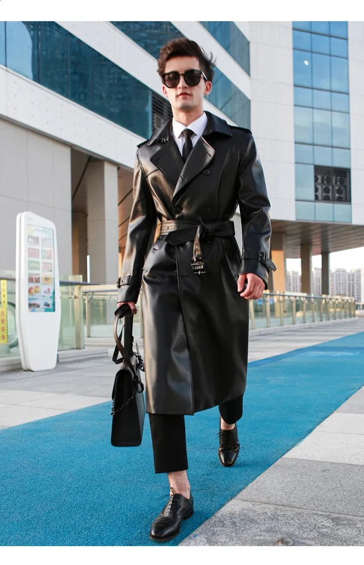 FREEDOM rum leather long trench coat ダブル FREEDOM rum leather long trench coat ダブル FREEDOM rum
