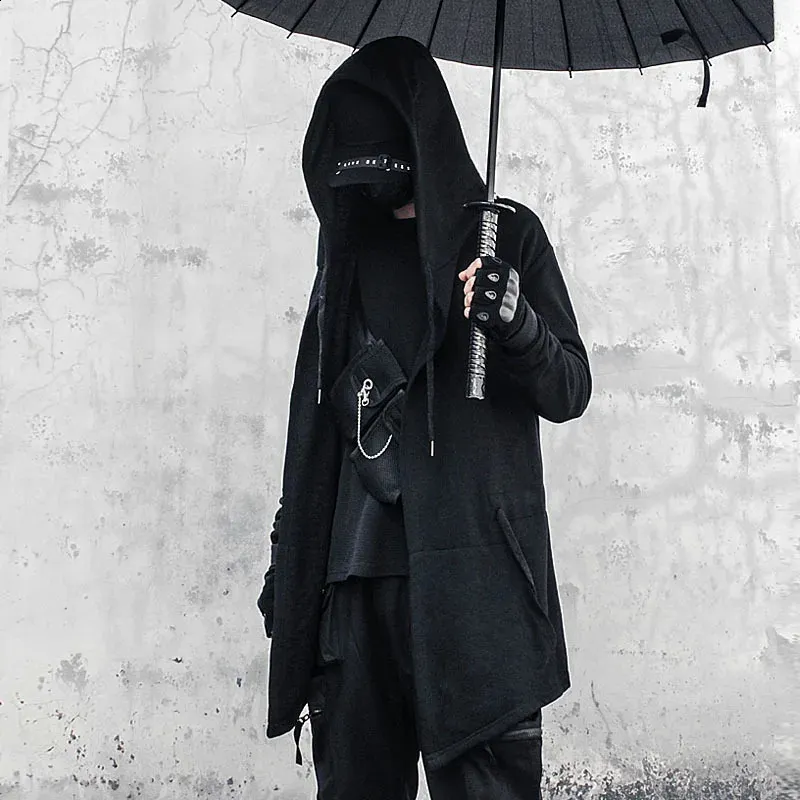 Men's Punk Hip Hop Hooded Trench Coat: Gothic Sleeveless Jacket for  Streetwear Fashion