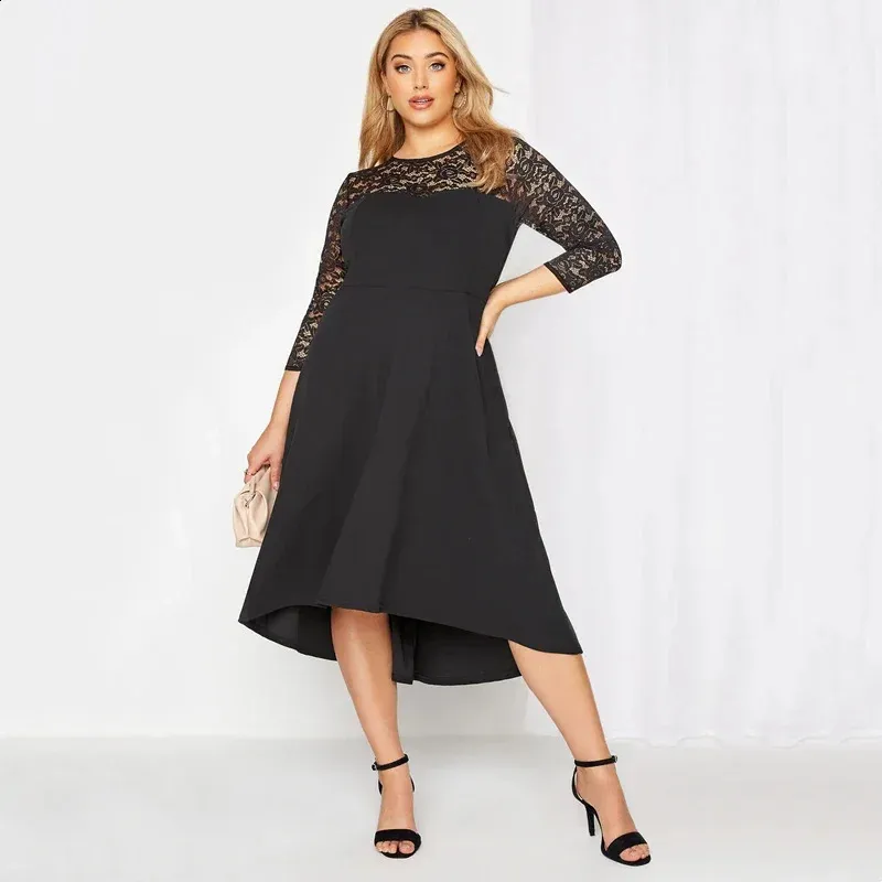 Elegant Plus Size Midi Dress: 3/4 Lace Sleeves, Perfect for Parties &  Weddings! Shop Now - Best Seller! from Dhgate Plus size Dresses - price  42.85
