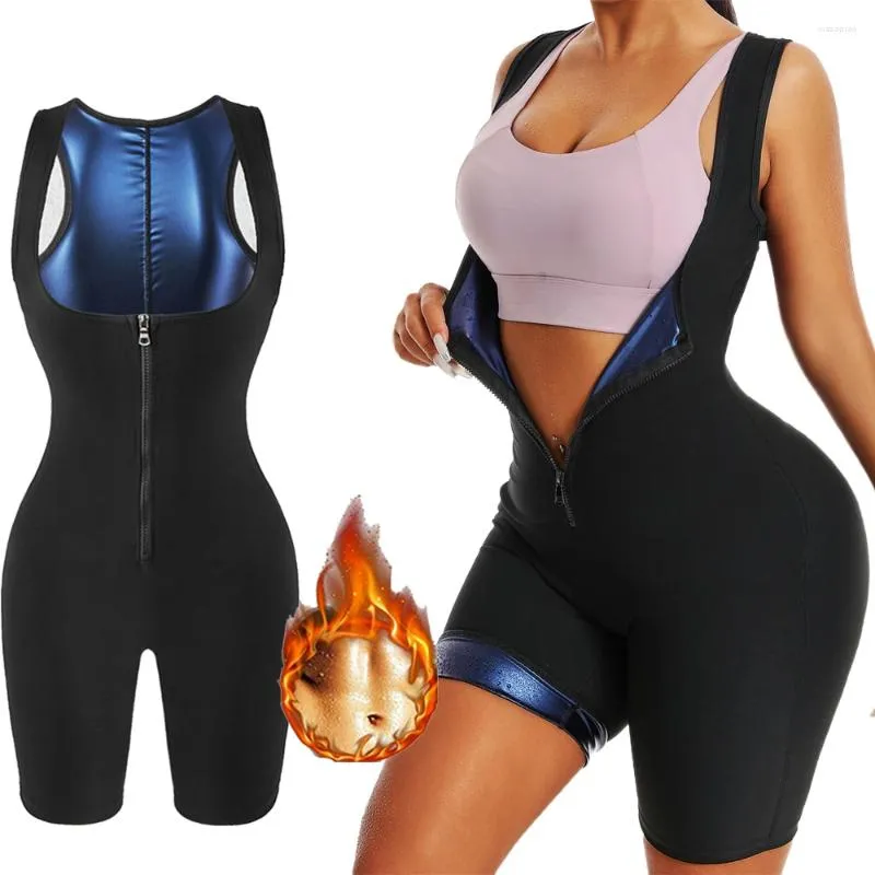 Women s Shapers Women Sauna Sweat Bodysuit One Piece Zipper Jumpsuit Shapewear Waist Trainer Compression Slimming Tummy Body Shaper Shorts