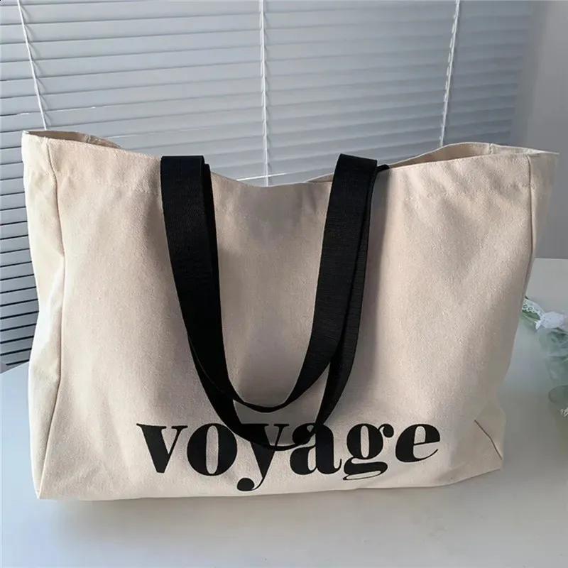 Large Capacity Canvas Tote Bag with Shoulder Strap - Perfect