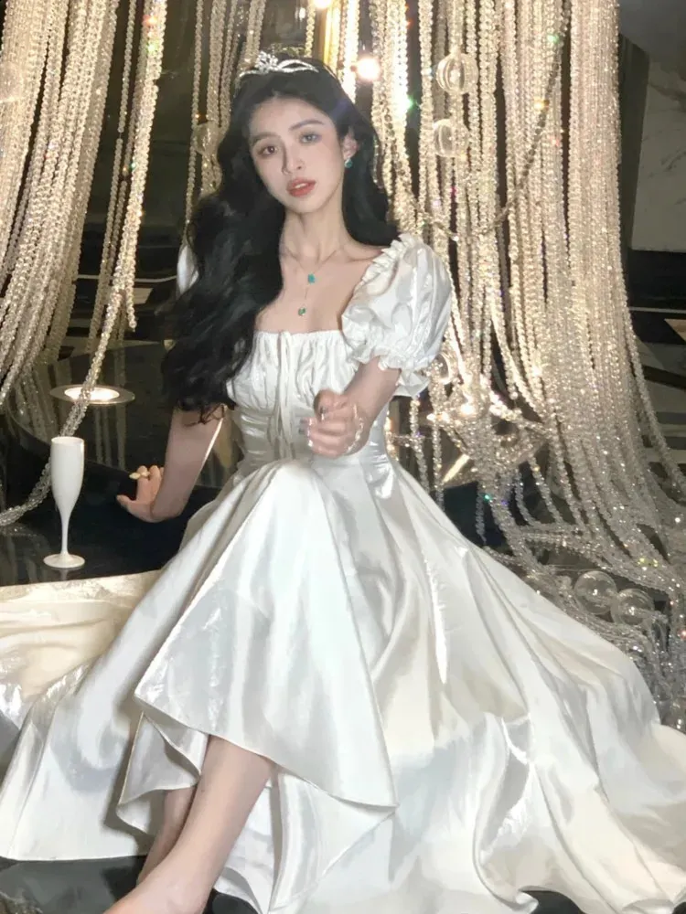 korean graduation dresses Women Elegant Solid Evening Party Dresses Summer Fashion Korean Gradua Global Fashions GC