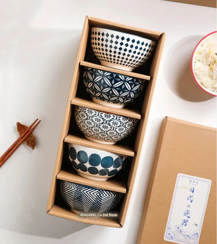Japanese Ceramic Bowl Set 4.5 Inch Printed From Tsukistore