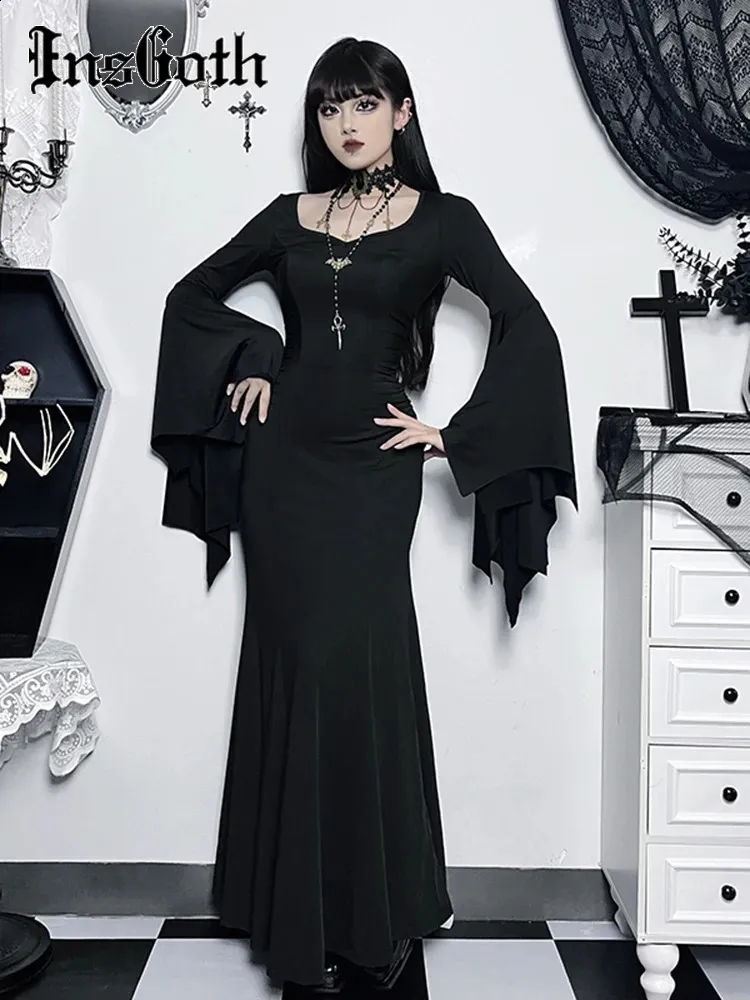 InsGoth Gothic Halloween Dress for Women - Bat Sleeve V-Neck Mermaid Formal Evening Dress with Shawl Witch (240823) InsGoth Gothic Halloween Dress for Women - Bat Sleeve V-Neck Mermaid Formal Evening Dress with Shawl Witch (240823)