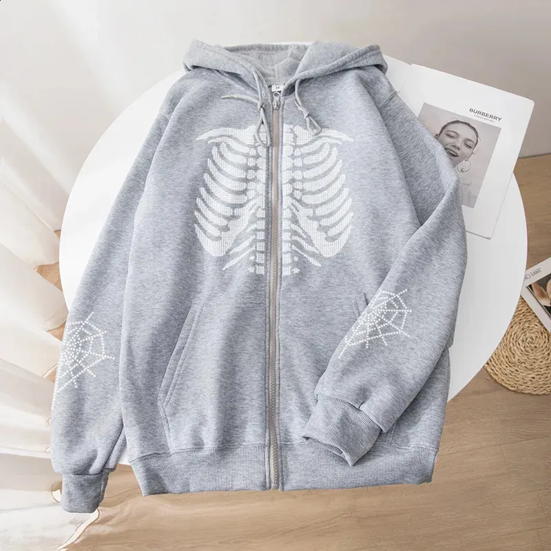 Generisch Rückenprint Hoodie Damen Totenkopf Kapuz Produktbild-Vorschau 12