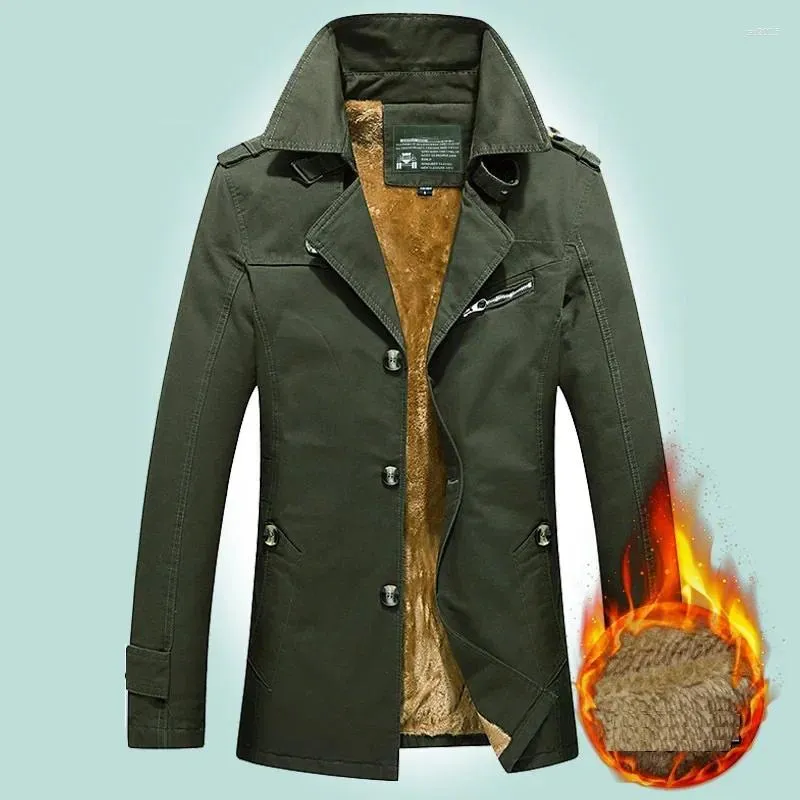 Mens Winter Jacket: Warm Cotton Military Coat, Thick Velvet Lining