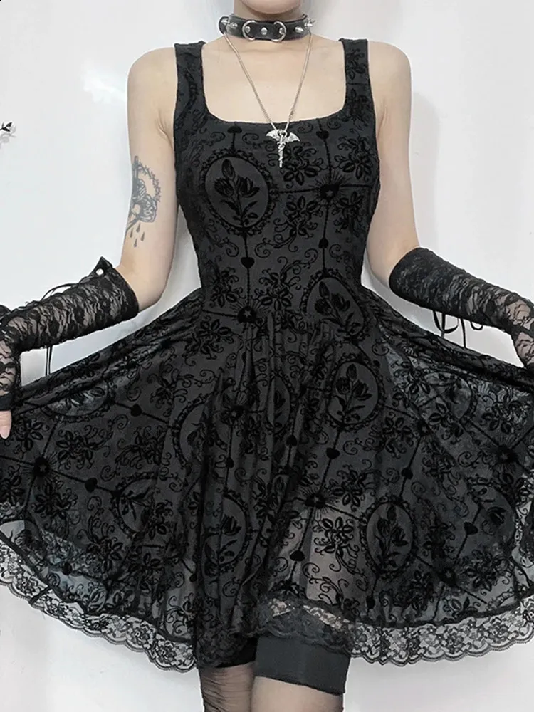 Gothic Lace Patch Cami Dress - Sleeveless Grunge Style, Shop Gothic Lace Patch Cami Dress - Sleeveless Grunge Style, Shop