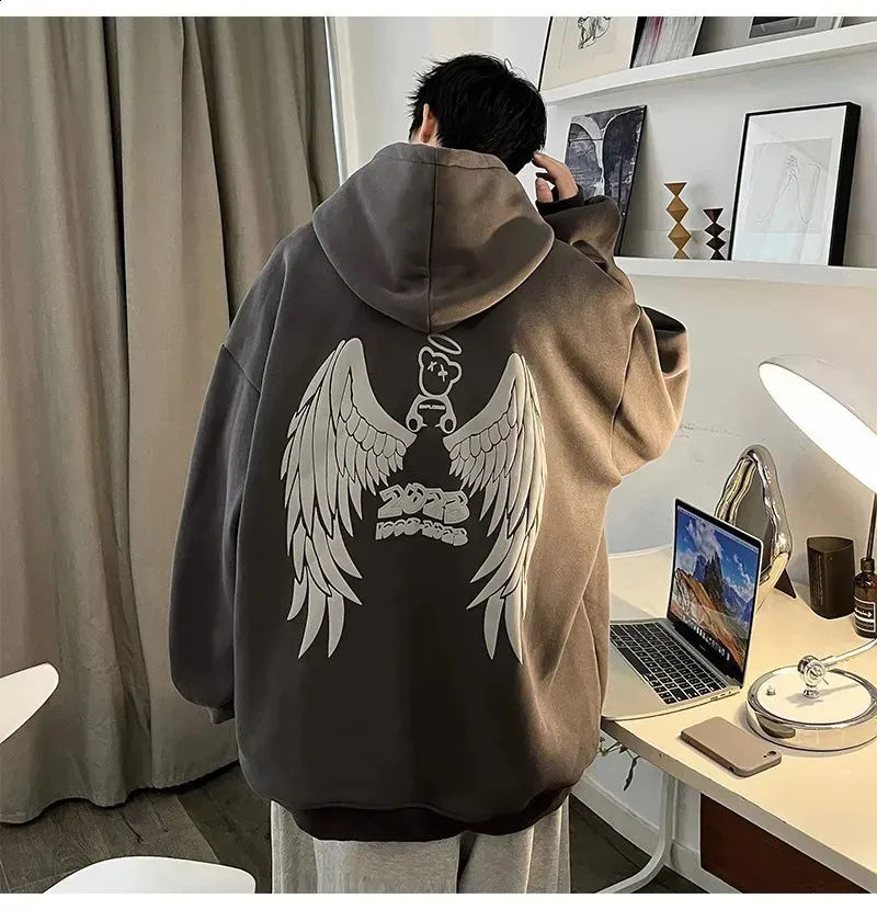 Save Big on Bulk Angel Wing Hoodie Mens Streetwear Hoodies Angel Wings  Printed Oversized Pullover: Autumn Winter Y2K Fashion Hooded Sweatshirt For 