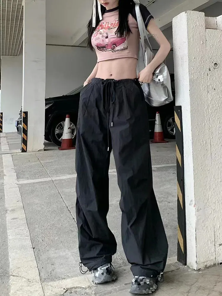QJK Wide Leg Jeans Baggy Pants Retro Pants Oversized Pants