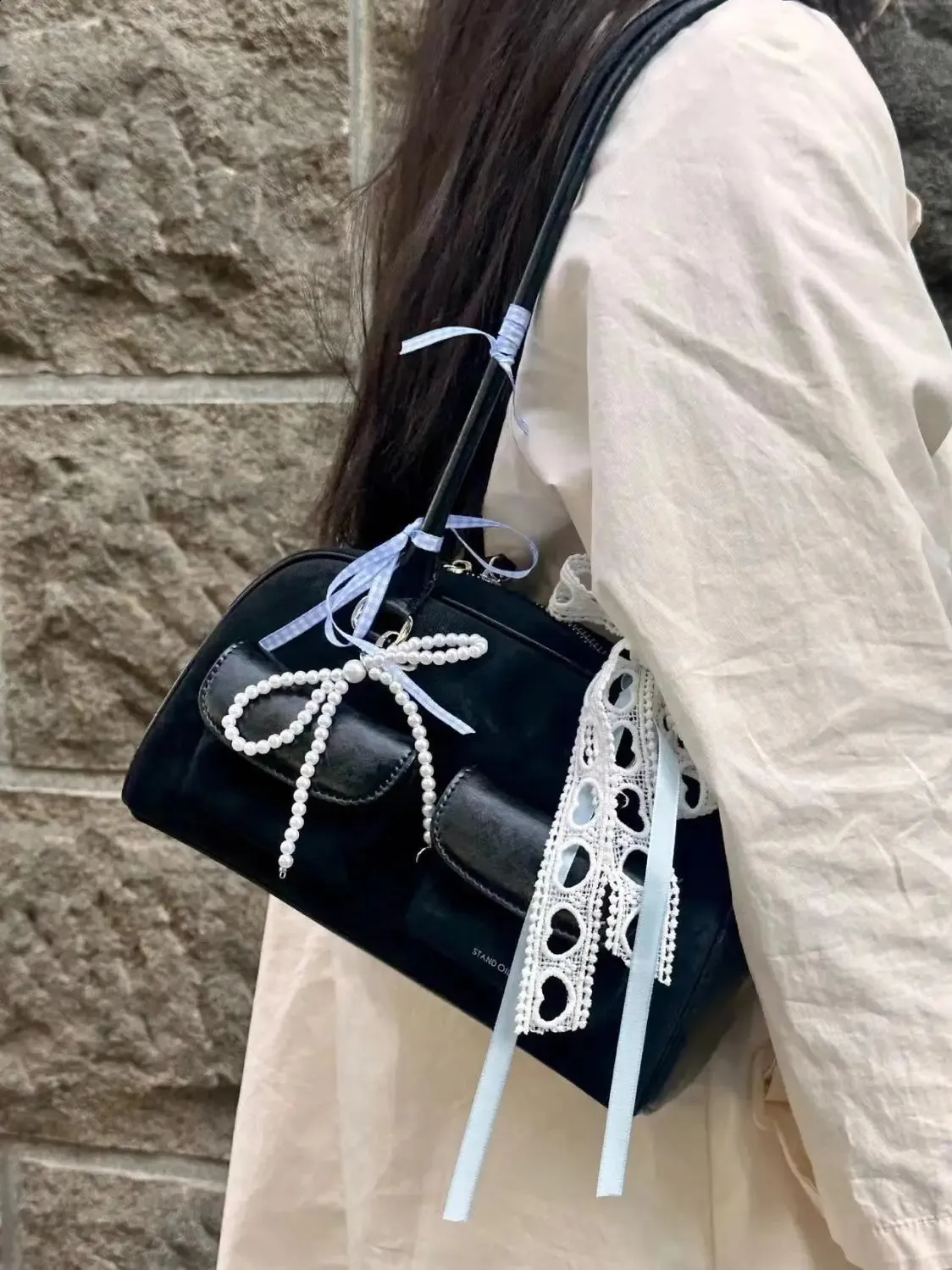 Vintage Black Bowling Clear Crossbody Bag Womens Leather Vintage Black Bowling Clear Crossbody Bag Womens Leather