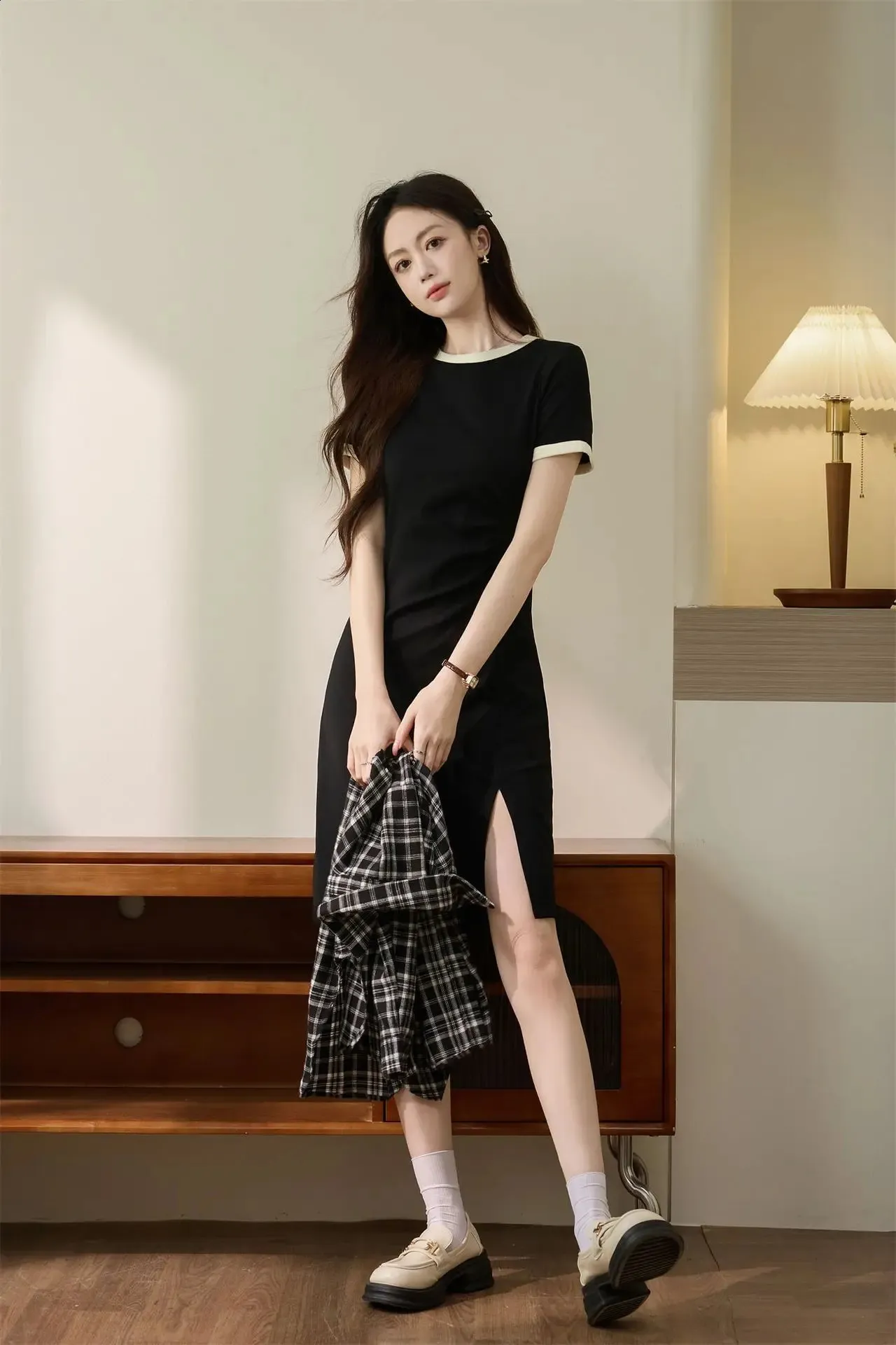 Summer Dress On T Shirt Plus Size Words Black Midi T Shirt Dress   Pluspreorder