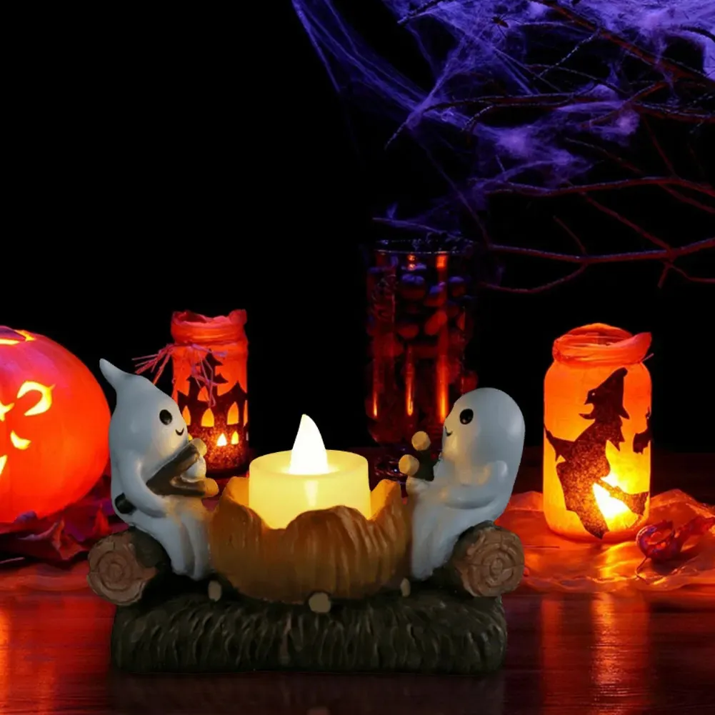 Twinkle Bat Candle Holder Set - Halloween Bat Candlestick With Soft LED Lights, Spooky Decor For Party, Home, Or Gothic Theme