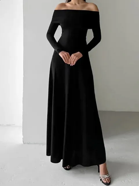 Maxi Off Shoulder Dress Floor-Length Polyester Pullover Closure Black Short  Sleeve from Dhgate Basic & Casual Dresses - price 63.52