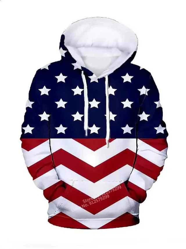 Fashion American Flag 3D Printed Hoodie Mens Casual Sports Shirt