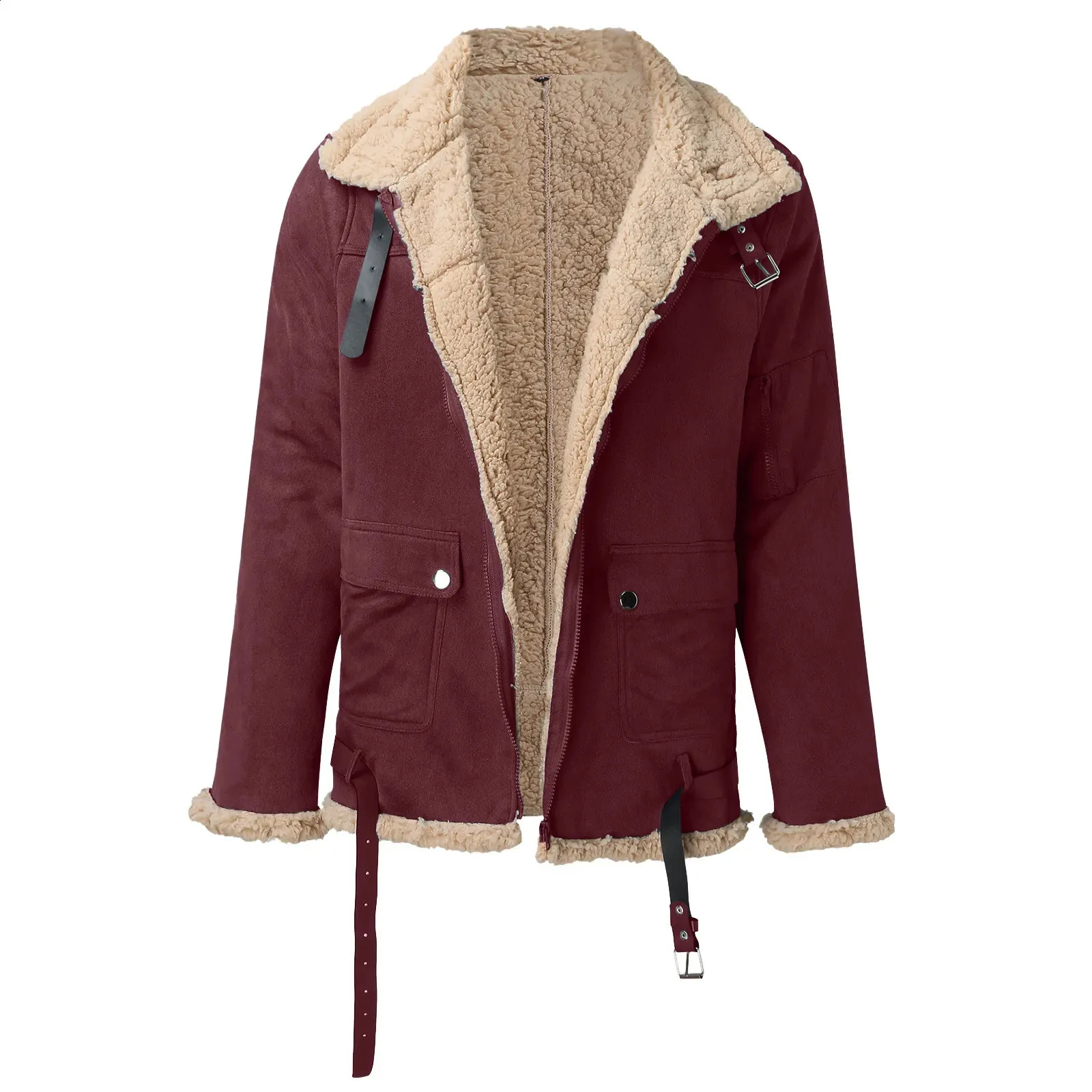Vintage Sheepskin Jacket For Men Simple Winter Fashion With Lapel Collar Long Sleeves And Padded Leather Thicken Mens Shearling Coat 240822CJ From Eshinestore 34 DHgate.Com