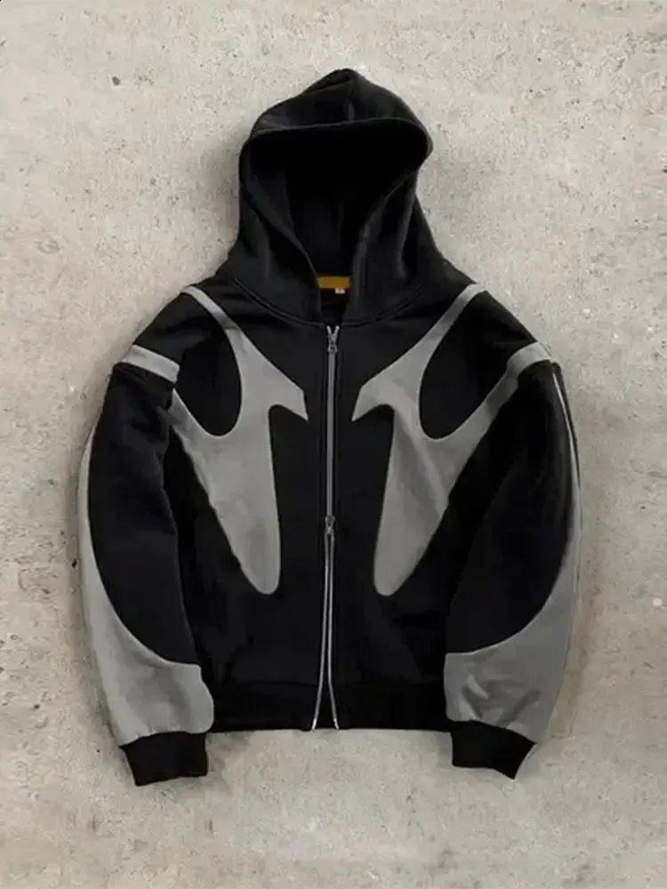 Autumn Winter Men's Hip Hop Jackets: American Style Y2k Zip Up