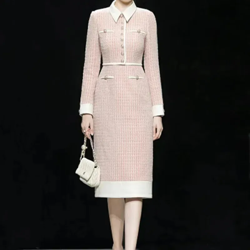 korean style winter dress Autumn and outfits 2023 new national style girls n Lee Nhi Boutique etc but the normal color is displayed under normal lighting. Korean Style Tweed Mid-Length knitted