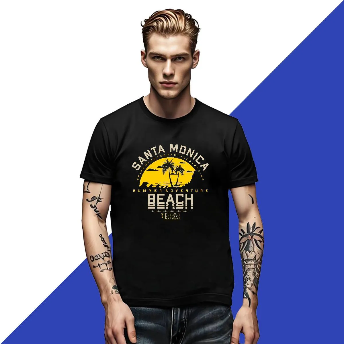 T-shirt Couple à Message - Col Rond, Coupe Loose - Tailles S à XL - Style Streetwear Décontracté