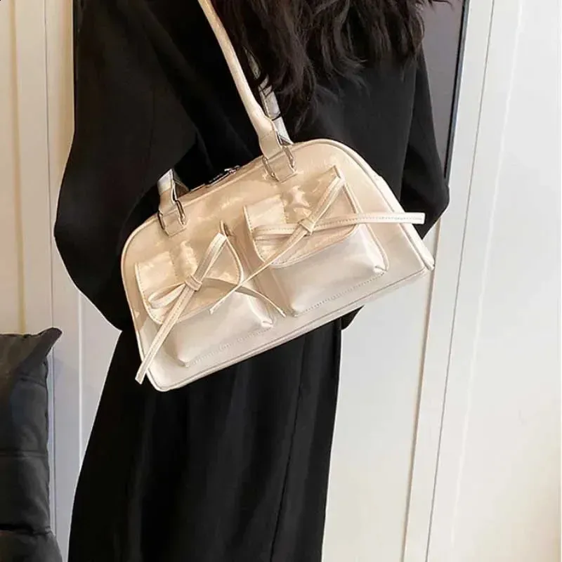 Korean Fashion Bow Tie Underarm Bag for Women - Cute PU