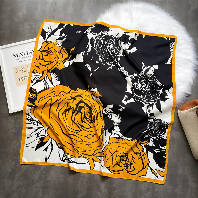 90x90cm Simple 18Style Designer Print Floral Silk Scarf