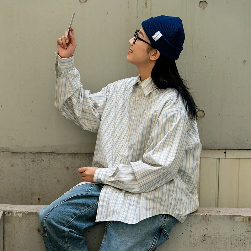 Men's Striped Jacquard Long Sleeve shirt with t shirt