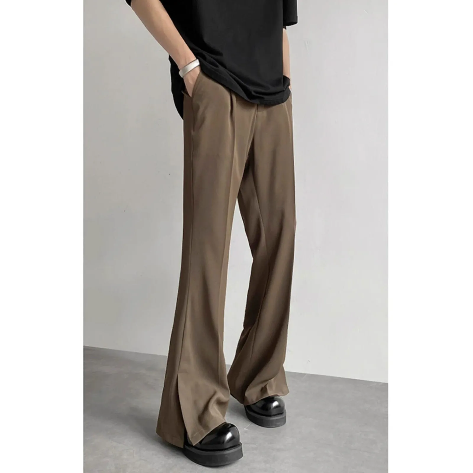 slim fit dress slacks Men’s Burgundy Flare Pants