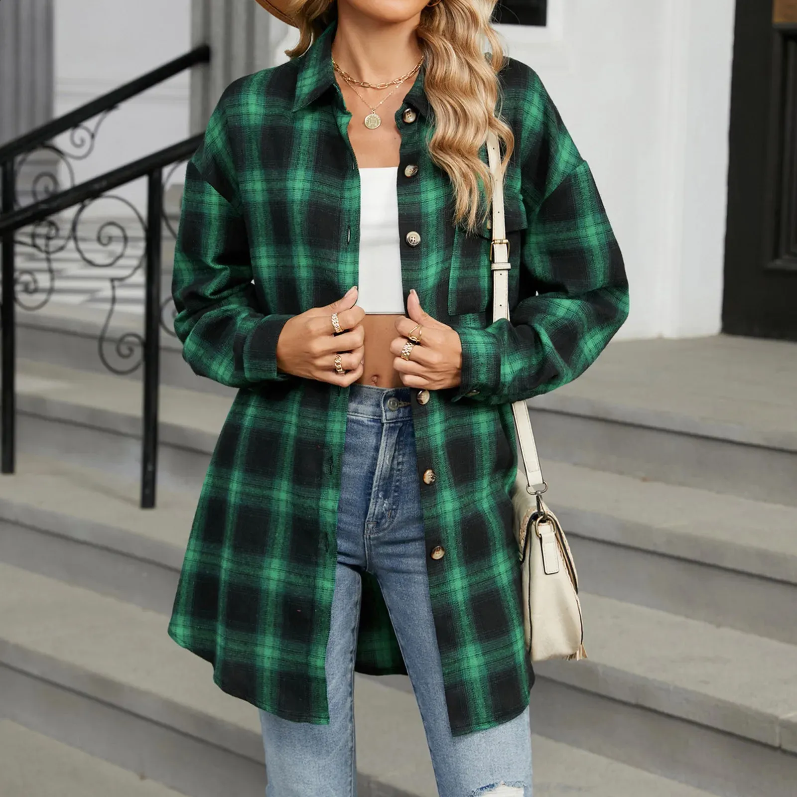 Long Flannel Shirt Flannel Plaid Jacket Womens Womens Plaid Jacket