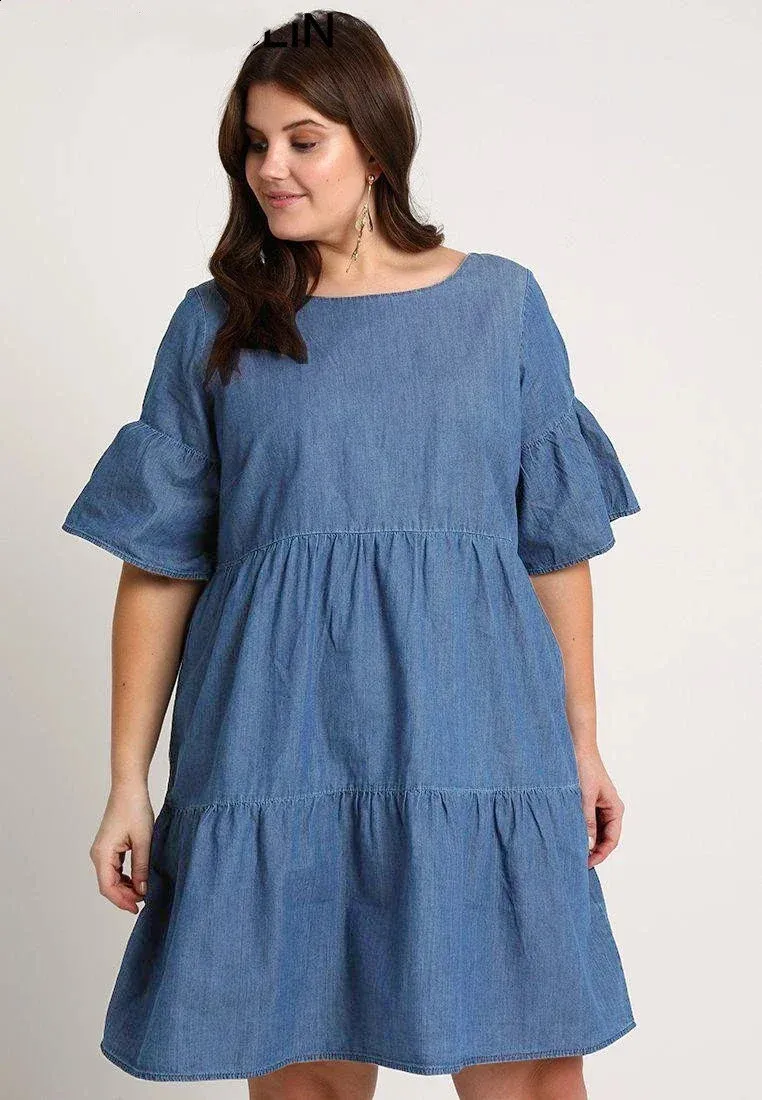 denim dress plus size winter Velvet Knee Length Flare Sleeve Ruffled Collar Wedding Dress from Dhgate Plus size Dresses Denim maxi dress Size:One size (S-XL) DESIGNER Hot Tropic Romper Dress Designed with a pull