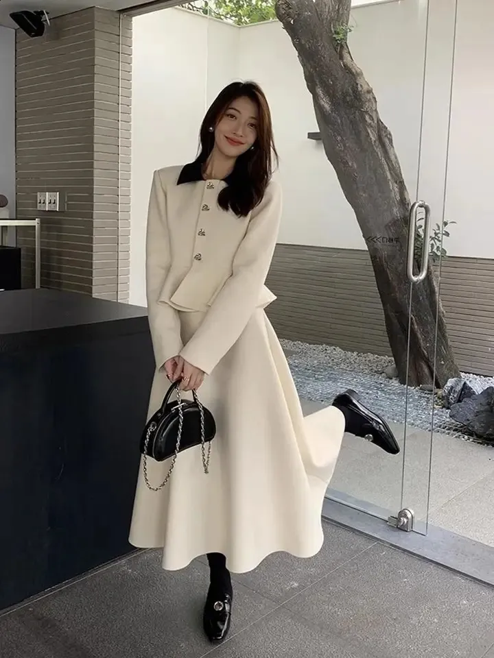 Dress And Jacket Set Elegant Womens Two Piece Outfit With Chic