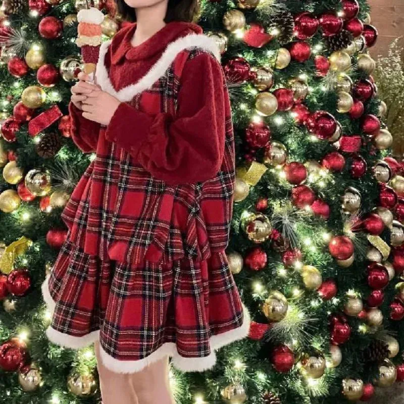 korean christmas dress Korean Christmas Frocks Korean French Style Vintage Christmas Dress Temu  Oman