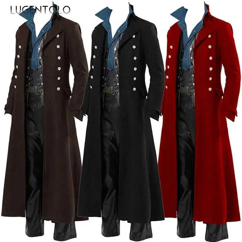 Mens Gothic Steampunk Trench Coat: Double-Breasted Lapel, Vintage