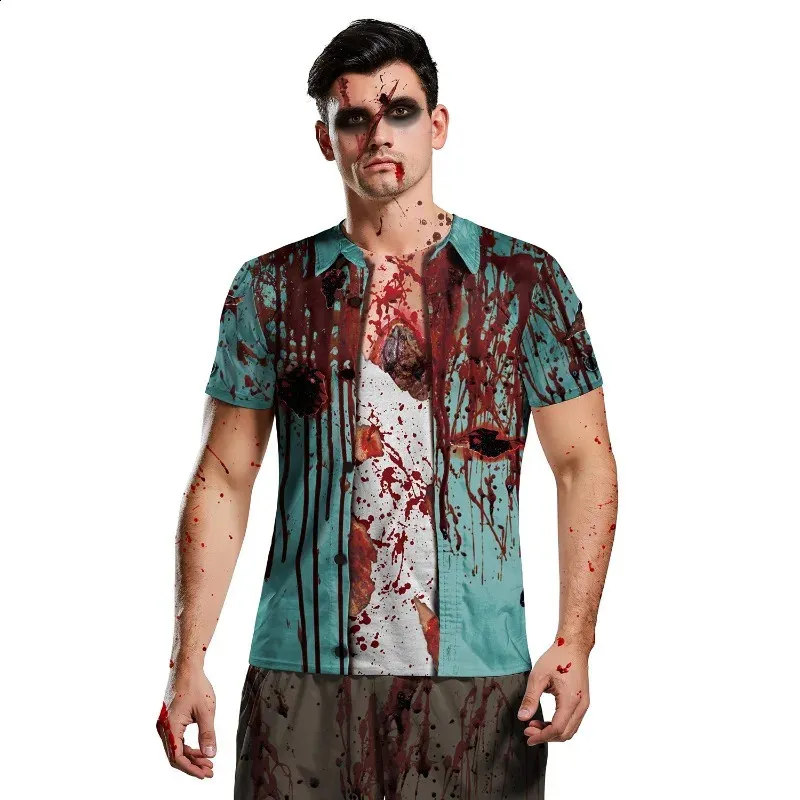 Bloody Zombie 3D Print Mens Camiseta Para Hombres |Ropa De Talla