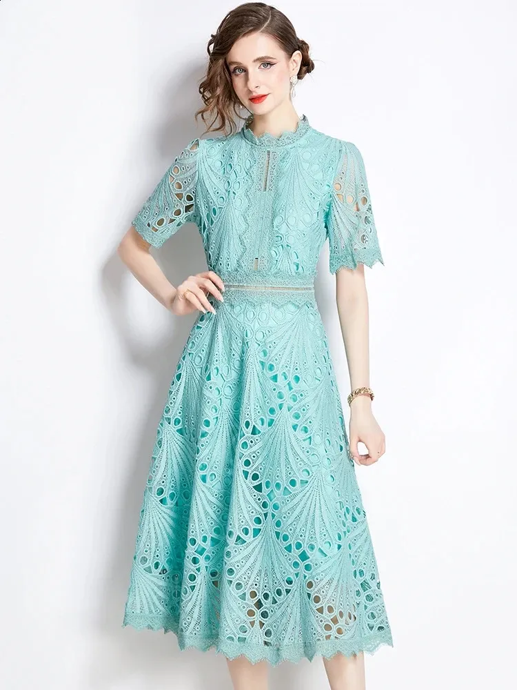 green lace summer dress Green Puff Sleeve Mini Dress - All Dresses main image 1