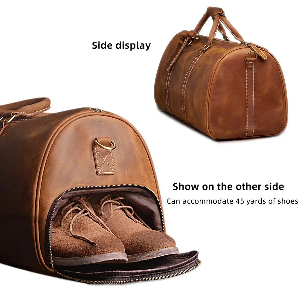 Large Capacity Vintage Genuine Leather Mens Leather Weekender Bag Mens With 16 Inch Laptop Compartment NUPUGOO 240824 Boston Handbag Luggage From Elegatstore 66 DHgate.Com